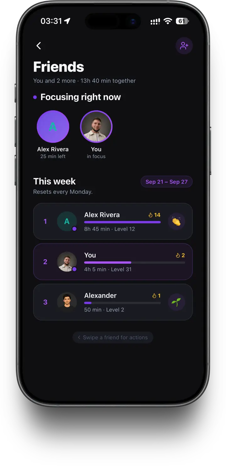 Focus Aura — friends focusing together